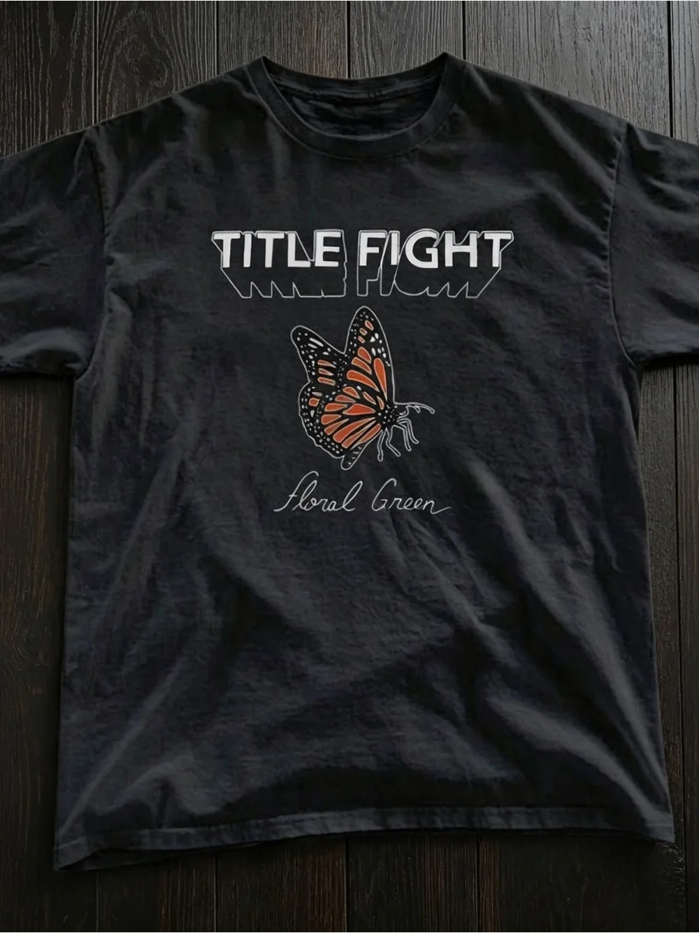 Title Fight Floral Green black t-shirt Women Men Unisex T-shirt